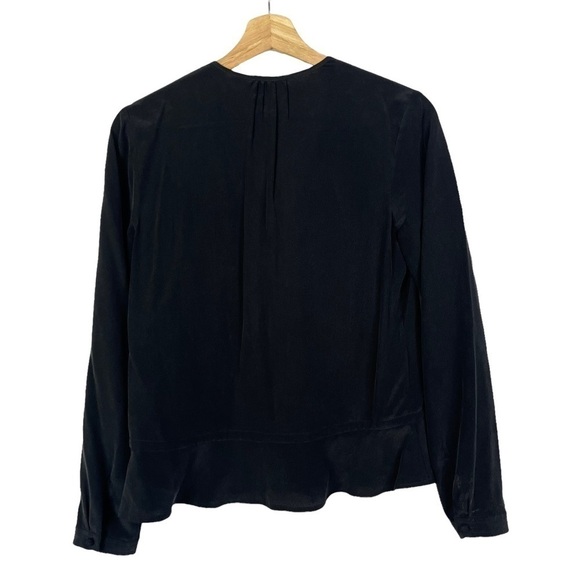 Rails Beaux Black Button Down Silk Long Sleeve Blouse XS $188 - Picture 2 of 4